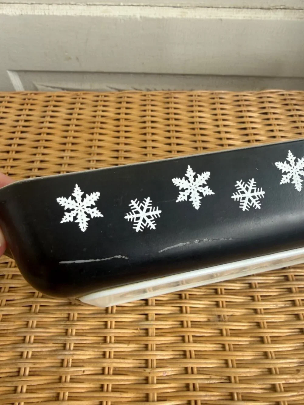 Vintage 50s Pyrex Black&White Snowflake Casserole Dish 1 1/4 Qt